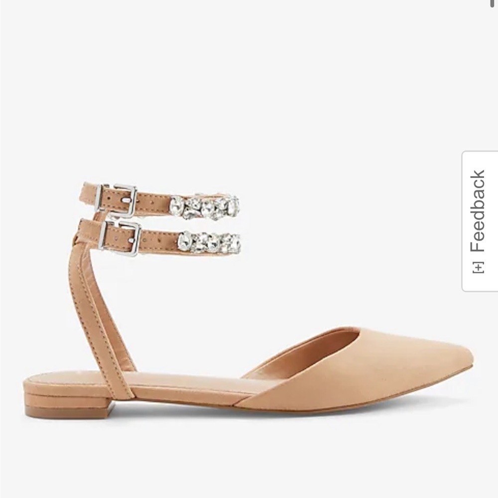 NWT Express Rhinestone Embellished Double Ankle Flats